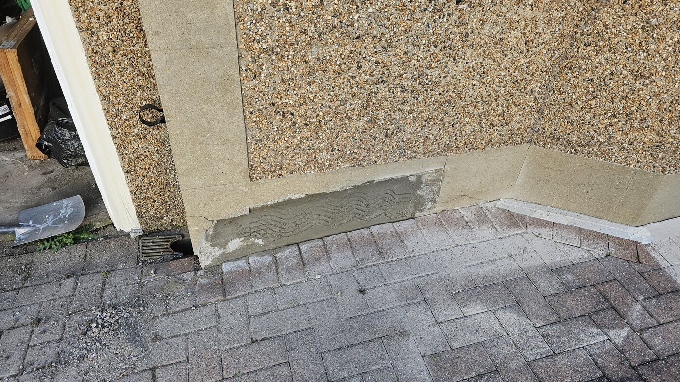 Base render keyed in — scratch coat ready for build-up